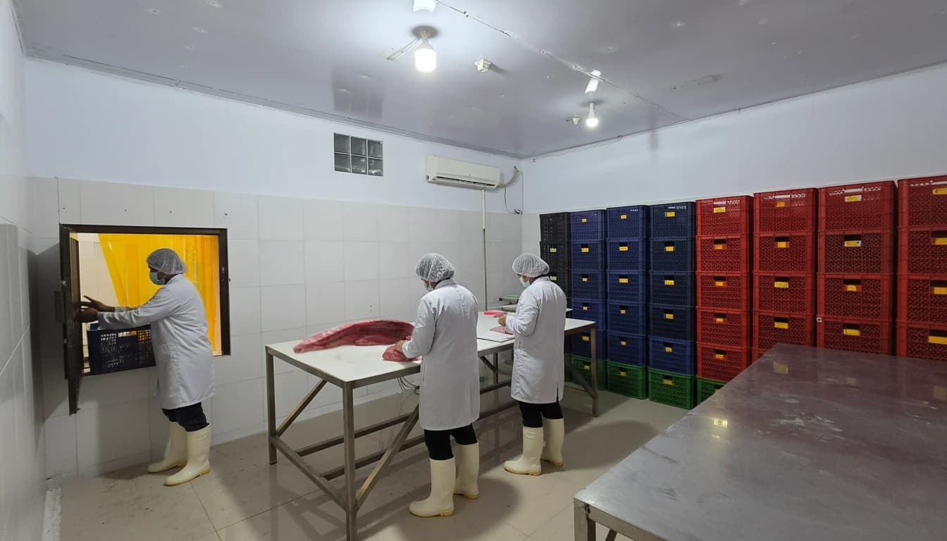 Receiving area for incoming tuna